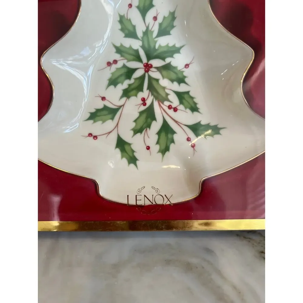 Lenox Holiday Holly Tree Candy Dish